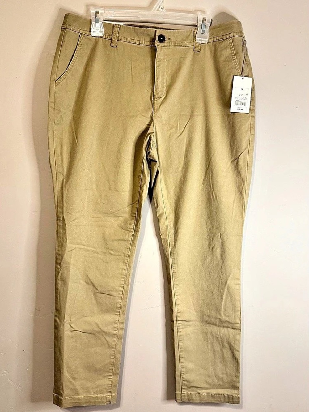 a new day Stretch Straight Leg Chino Straight Leg Chinos in Brown Size 14 NWT